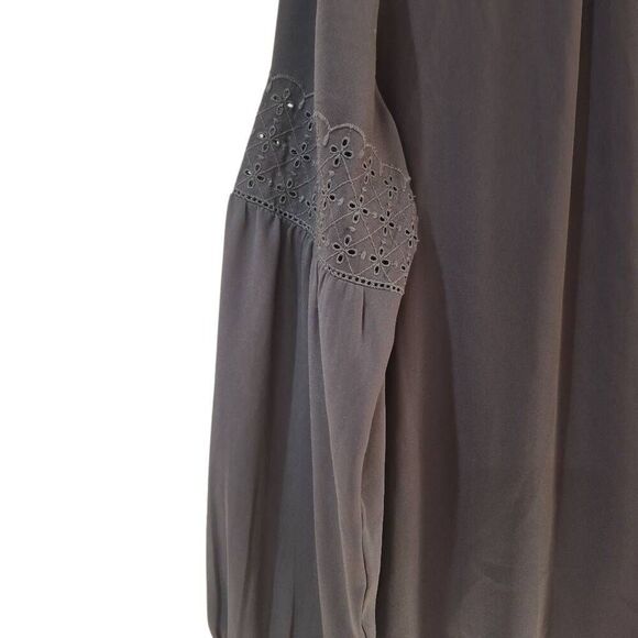 Loft Women's Gray Poly Long Sleeve Blouse - Picture 8 of 11